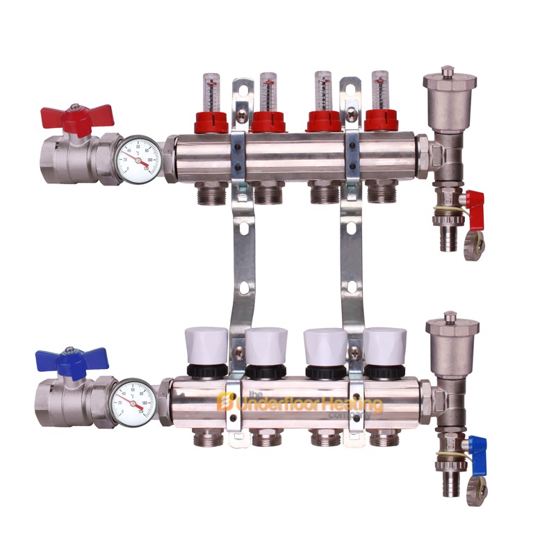 4 Port Underfloor Heating Manifold Complete Assembly