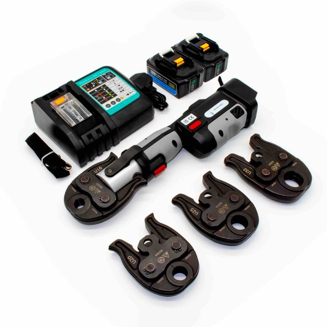 MLCP Electric Press Fitting Tool 16mm-32mm Jaws & 2 x 18V Batteries
